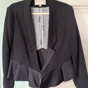 Leifsdottir Black Cropped Blazer with Waterfall Lapel
